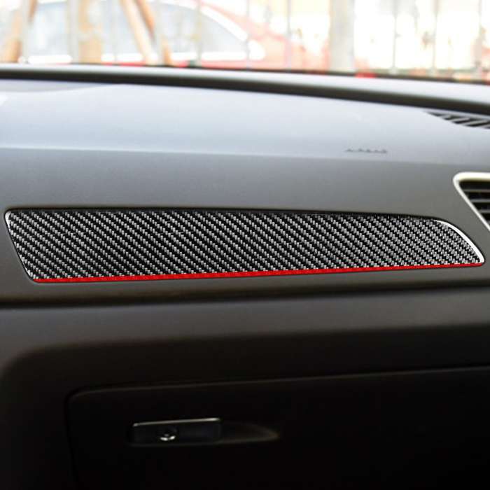 Carbon Fiber Car Co-pilot Trim Red Edge Decorative Sticker for Audi Q3 2013-2018,Left Drive