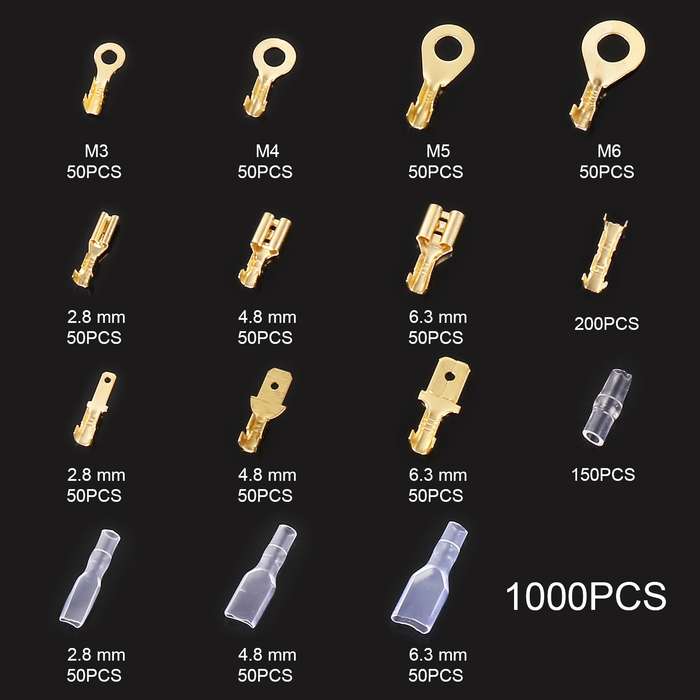 1000 in 1 Cable Spade Plug Connector DIY Terminal Connectors