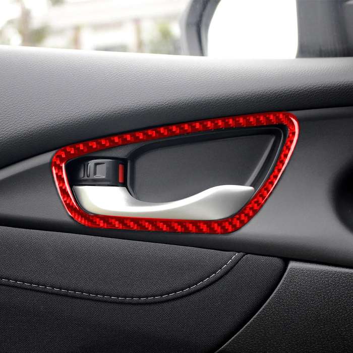 Car Carbon Fiber Inside Door Wrist Frame Decorative Sticker for Honda Tenth Generation Civic 2016-20