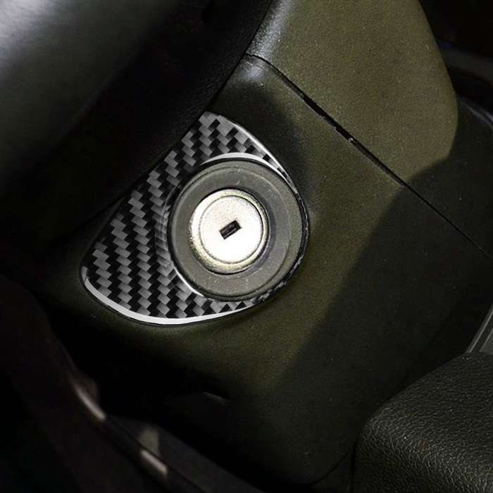Car Carbon Fiber Ignition Switch Decorative Sticker for Ford F150 2017-2020, Left and Right Drive Un