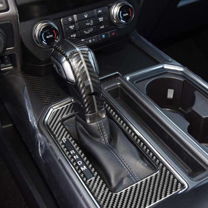 Car Carbon Fiber Gear Panel B Decorative Sticker for Ford F150 2017-2020, Left Drive