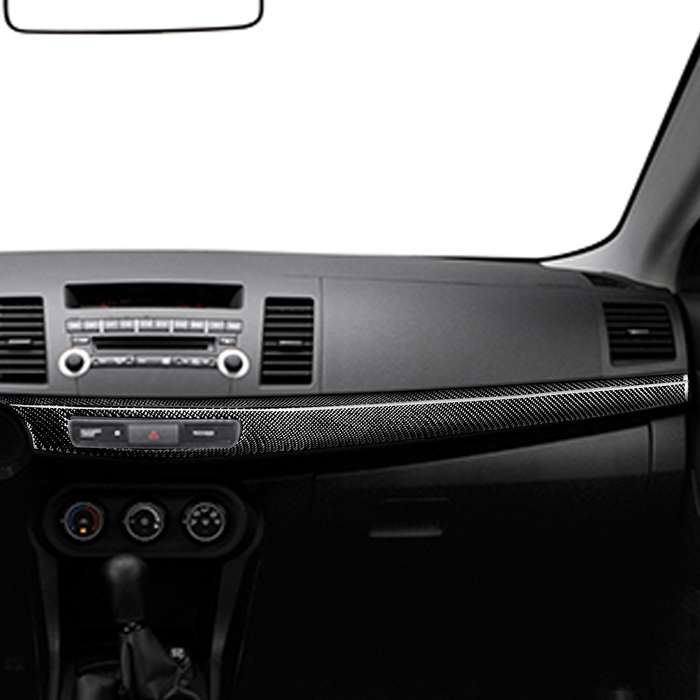 2 PCS Car Carbon Fiber Central Dashboard Panel Decorative Sticker for Mitsubishi Lancer EVO 2008-201