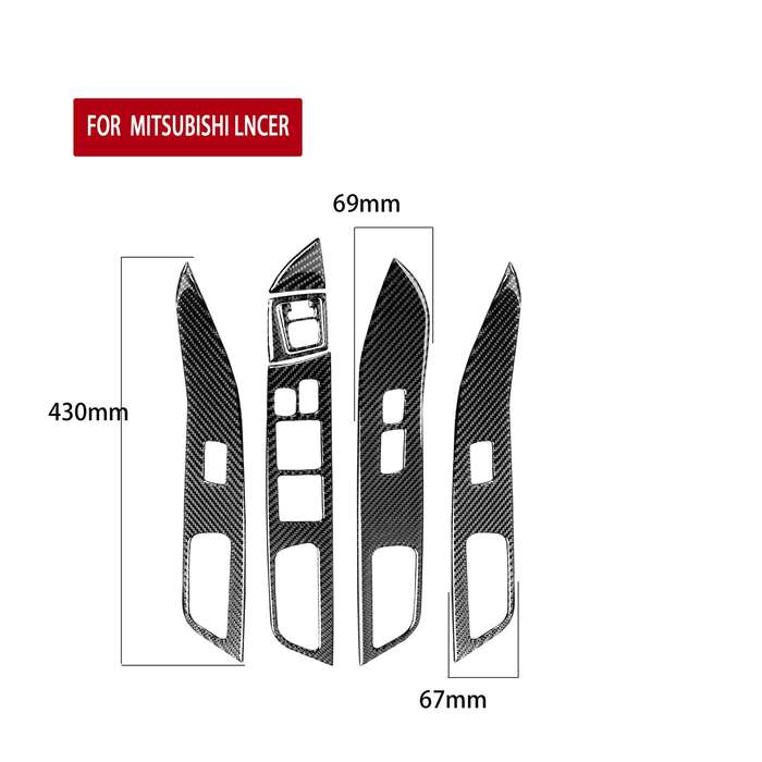 6 PCS Car Carbon Fiber Glass Lift Panel Decorative Sticker for Mitsubishi Lancer EVO 2008-2015, Left