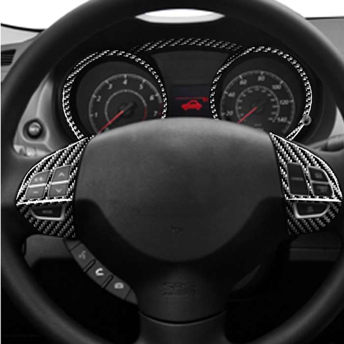 6 PCS Car Carbon Fiber Speedometer + Steering Wheel Buttons Decorative Sticker for Mitsubishi Lancer