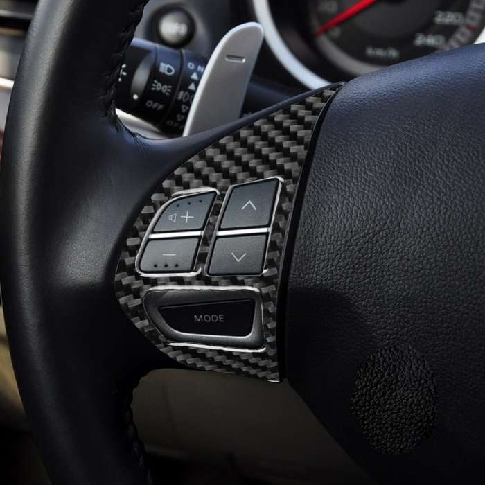 2 PCS Car Carbon Fiber Steering Wheel Buttons Decorative Sticker for Mitsubishi Lancer DE ES GTS 200