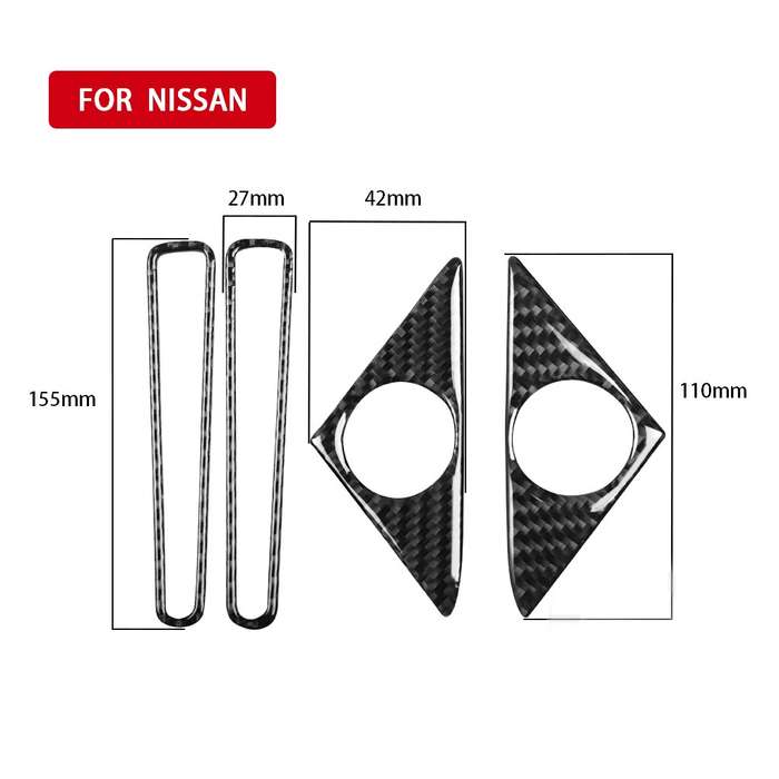 4 PCS Car Carbon Fiber Door Horn + Window Air Outlet Decorative Sticker for Nissan GTR R35 2008-2020