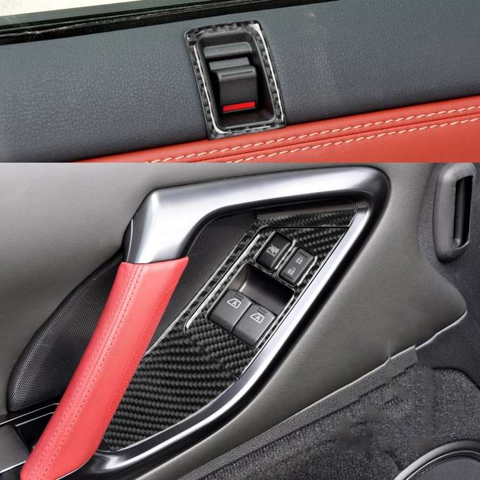 6 PCS Car Carbon Fiber Window Lift Button Door Lock Decorative Sticker for Nissan GTR R35 2008-2016,