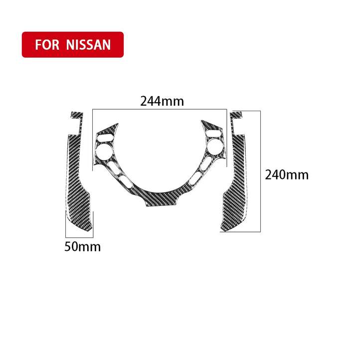 3 PCS Car Carbon Fiber Dashboard Steering Wheel Buttons Decorative Sticker for Nissan GTR R35 2008-2