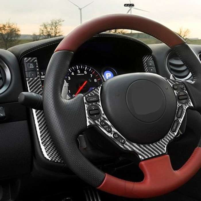 3 PCS Car Carbon Fiber Dashboard Steering Wheel Buttons Decorative Sticker for Nissan GTR R35 2008-2