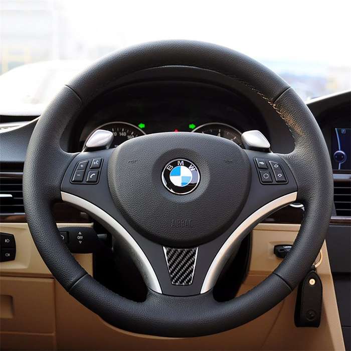 Large A Version Carbon Fiber Car Steering Wheel Decorative Sticker for BMW E90 2005-2012
