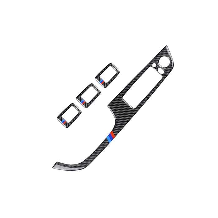 4 PCS Three Color Carbon Fiber Car Left Driving Lifting Panel Decorative Sticker with Folding for BM