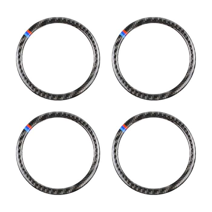 4 PCS Carbon Fiber Car Horn Ring Decorative Sticker for BMW F30 2013-2018 / F34 2013-2017
