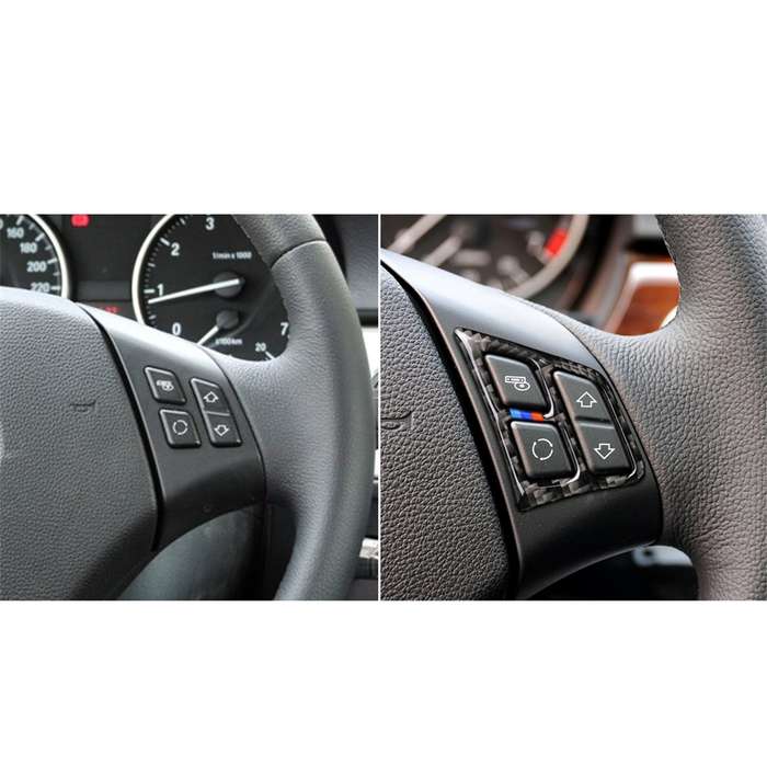 Carbon Fiber Car Steering Wheel Key Frame Decorative Sticker for BMW E90 2005-2012