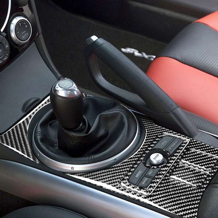 5 in 1 Car Carbon Fiber Gear Position Console Decorative Sticker for Mazda RX8 2004-2008, Left and R