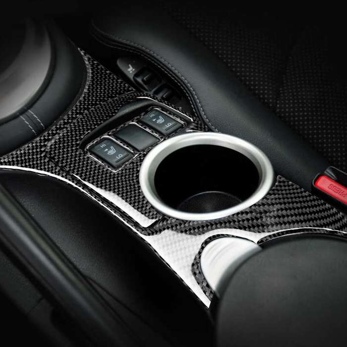 3 in 1 Car Carbon Fiber Central Control Cup Holder Panel Decorative Sticker for Nissan 370Z Z34 2009