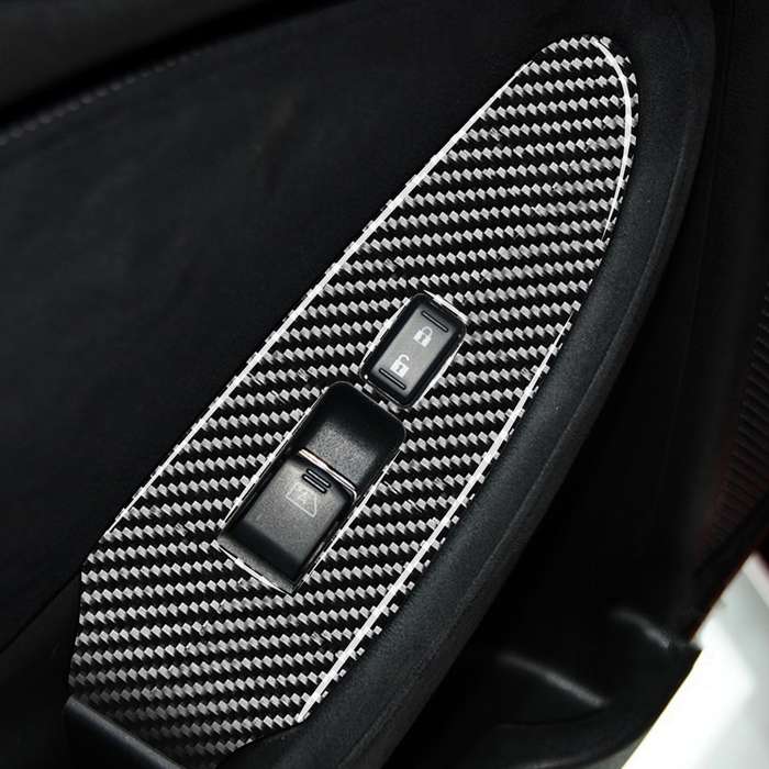 Car Carbon Fiber Vice Driving Side Door Lift Control Decorative Sticker for Nissan 370Z Z34 2009-, R