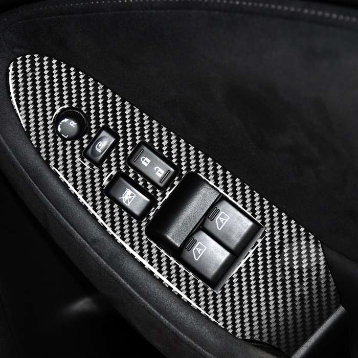 Car Carbon Fiber Main Driving Side Door Lift Control Decorative Sticker for Nissan 370Z Z34 2009-, R