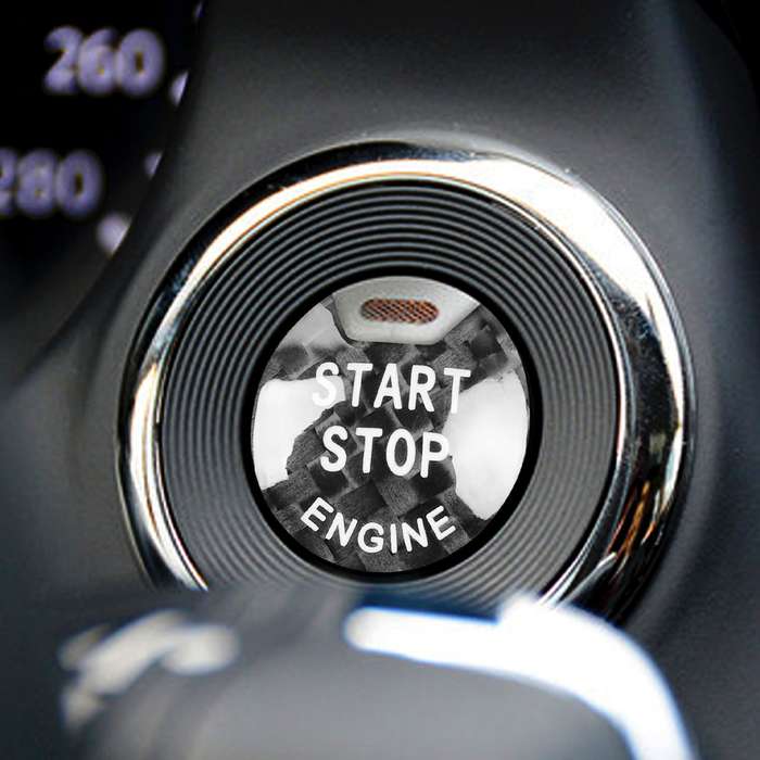 Car Carbon Fiber Engine Start Button Decorative Cover Trim for Nissan / Infiniti (Red)