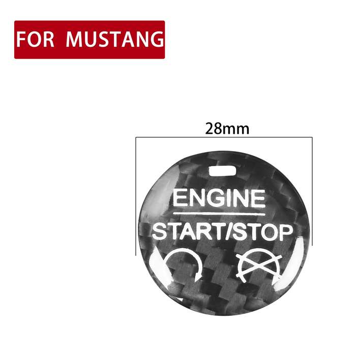 Car Carbon Fiber Engine Start Button Decorative Cover Trim for Ford Mustang 2015-2019 (Red)