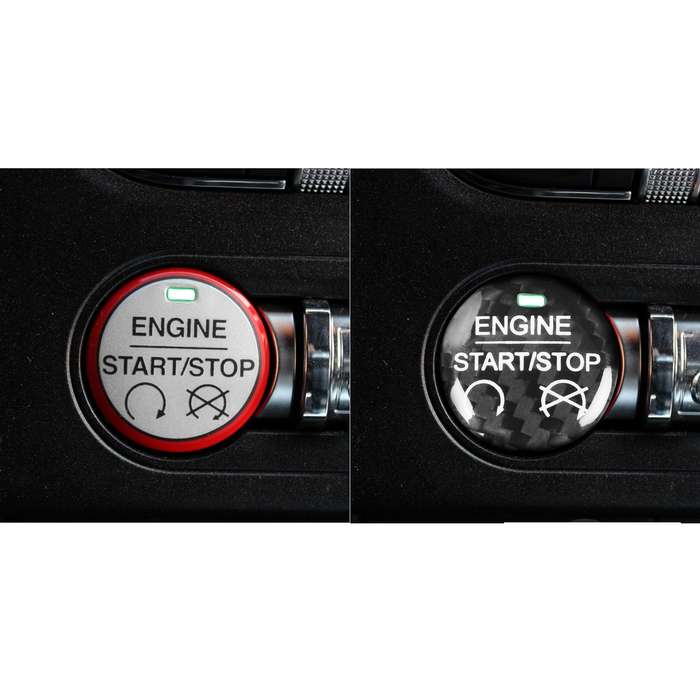 Car Carbon Fiber Engine Start Button Decorative Cover Trim for Ford Mustang 2015-2019 (Red)