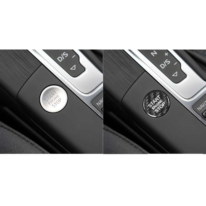 Car Carbon Fiber Engine Start Button Decorative Cover Trim for Audi A3 (Black)