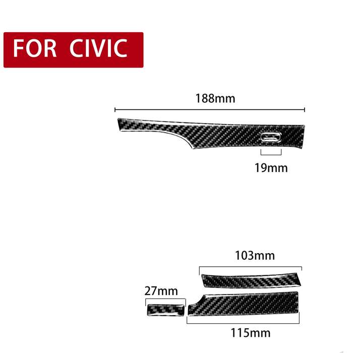5 in 1 Car Carbon Fiber Automatic Gear Decorative Sticker for Honda Civic 8th Generation 2006-2011,