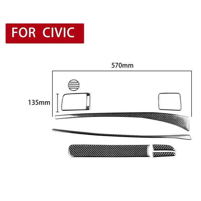 8 in 1 Car Carbon Fiber Front Passenger Seat Dashboard Decorative Sticker for Honda Civic 8th Genera