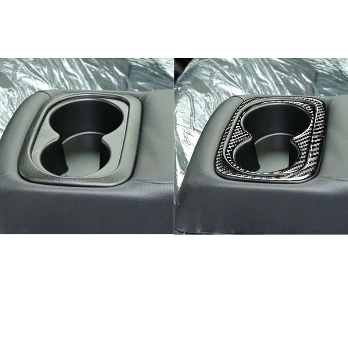 2 in 1 Car Carbon Fiber Rear Water Cup Holder Panel Decorative Sticker for Honda Civic 8th Generatio