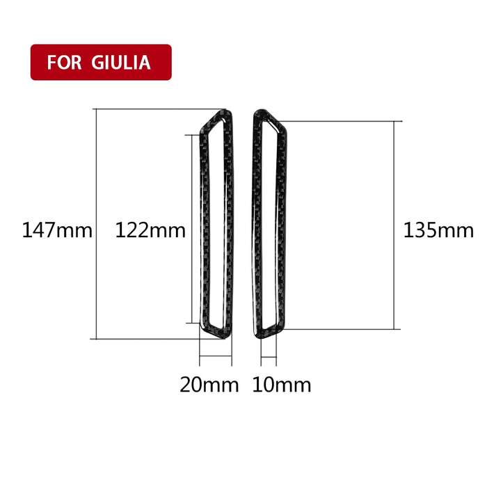 2 in 1 Car Carbon Fiber A-pillar Air Outlet Panel Decorative Sticker for Alfa Romeo Giulia 2017-2019