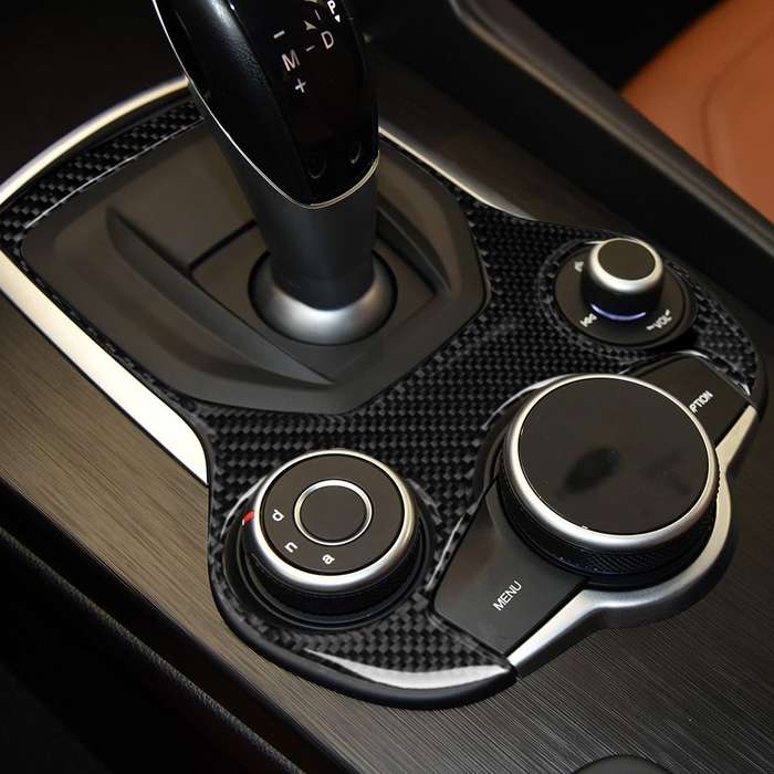 Car Carbon Fiber Gear Panel Decorative Sticker for Alfa Romeo Giulia 2017-2019, Left and Right Drive
