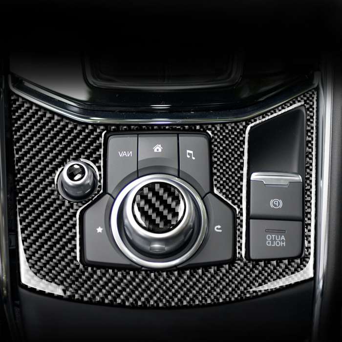 Car Carbon Fiber Electronic Handbrake Panel Decorative Sticker for Mazda CX-5 2017-2018, Right Drive