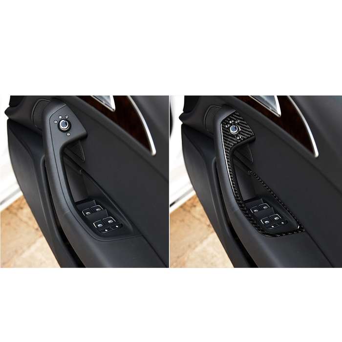 Car Carbon Fiber Glass Lifter Long Style Decorative Sticker for Audi A6 S6 C7 A7 S7 4G8 2012-2018, R