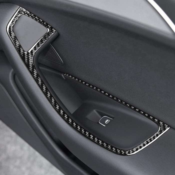 Car Carbon Fiber Glass Lifter Long Style Decorative Sticker for Audi A6 S6 C7 A7 S7 4G8 2012-2018, L