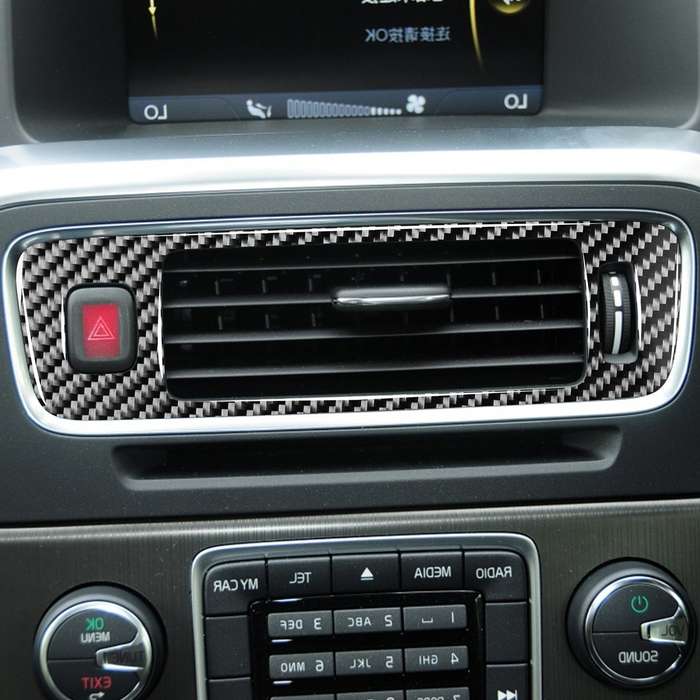 Car Carbon Fiber Central Control Below Air Outlet Decorative Stickers for Volvo V60 2010-2017 / S60