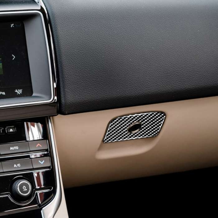 Car Carbon Fiber Front Passenger Seat Storage Box Handle Decorative Stickers for Jaguar F-PACE X761