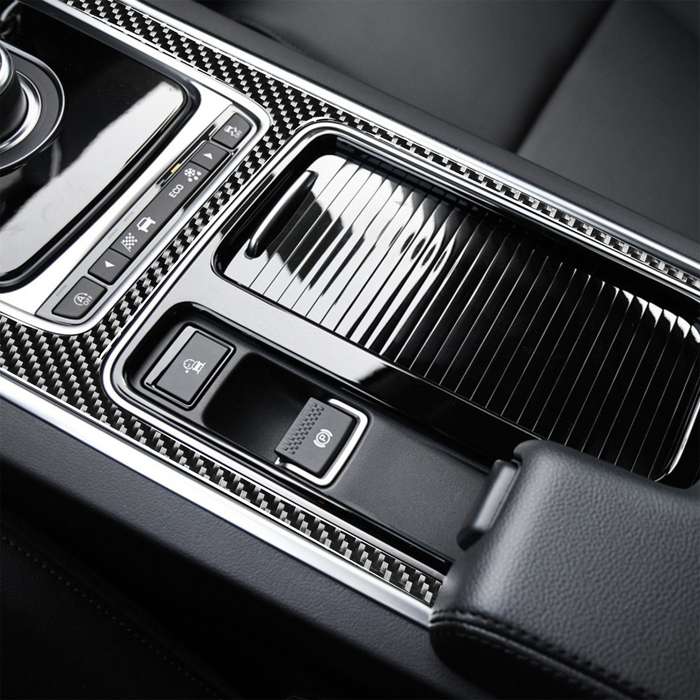 Car Carbon Fiber Central Control H Shape Decorative Stickers for Jaguar F-PACE X761 XE X760 XF X260