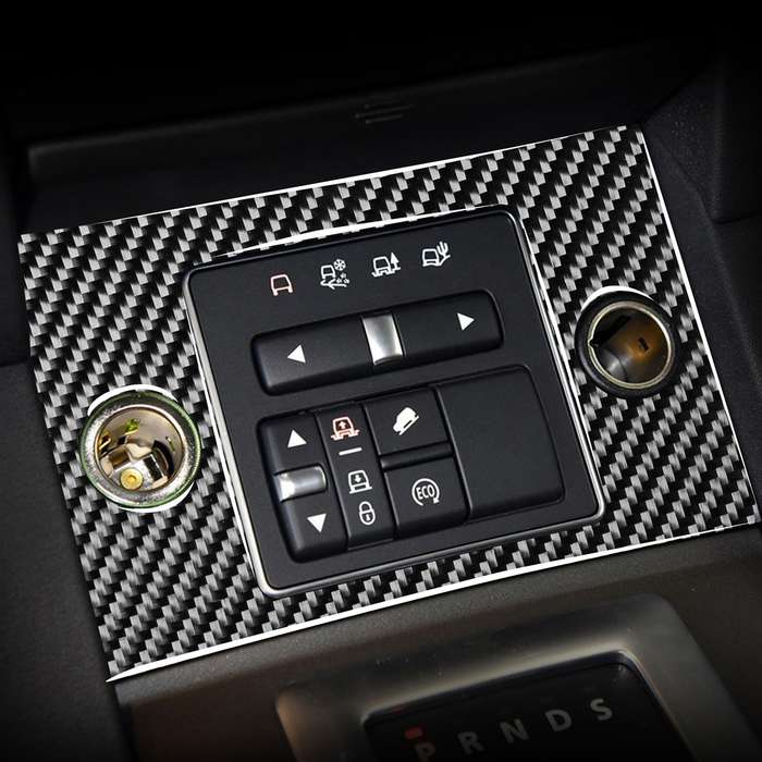 Car Carbon Fiber Cigarette Lighter Panel Decorative Sticker for Land Rover Discovery 4 2010-2016, Le