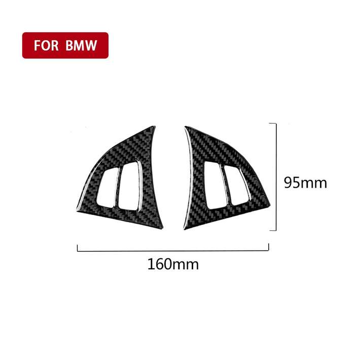 2 in 1 Car Carbon Fiber Solid Color Steering Wheel Buttons Decorative Sticker for BMW E70 X5 2008-20