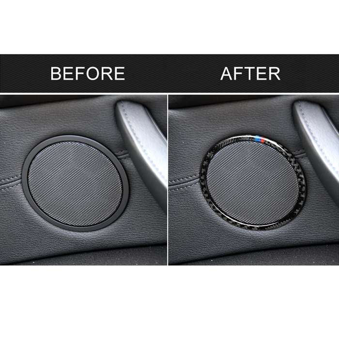 4 in 1 Car Carbon Fiber Tricolor Horn Ring Decorative Sticker for BMW 2008-2013 E70 / 2008-2014 E71,