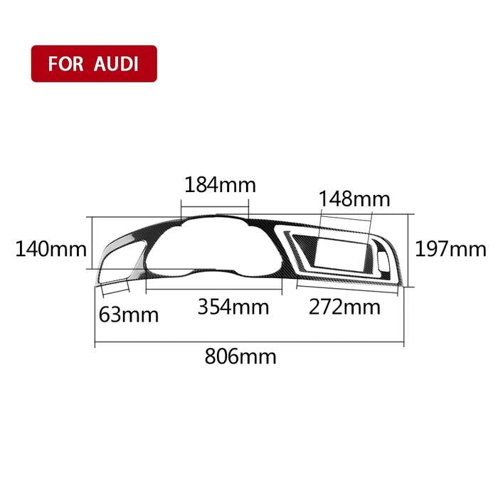 Car Carbon Fiber Dashboard Frame Decorative Sticker for Audi A4 2013-2014, Left Drive