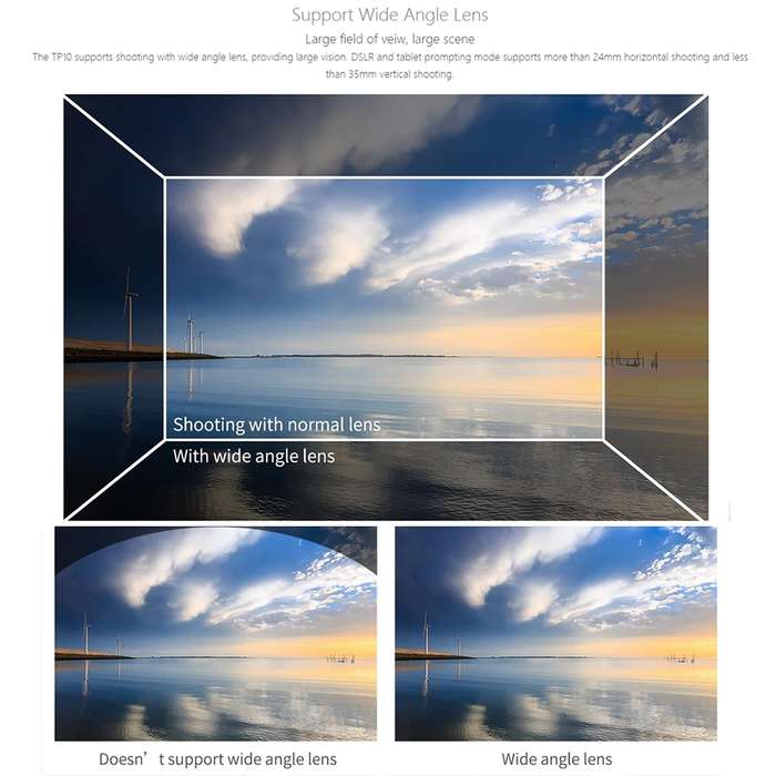 FEELWORLD TP10 Portable 10-inch Folding Teleprompter with Remote Control Lens Adapter Ring For Below