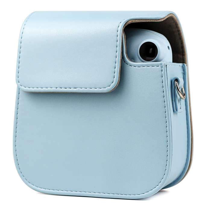 Solid Color Full Body Camera Leather Case Bag with Strap for FUJIFILM Instax mini 11 (Black)