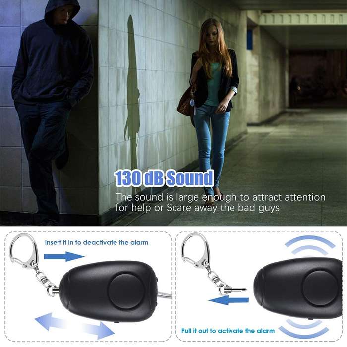 BJY-08 130dB Dual Bright LEDs Personal Alarm Women Self-Defense Alarm (Blue)