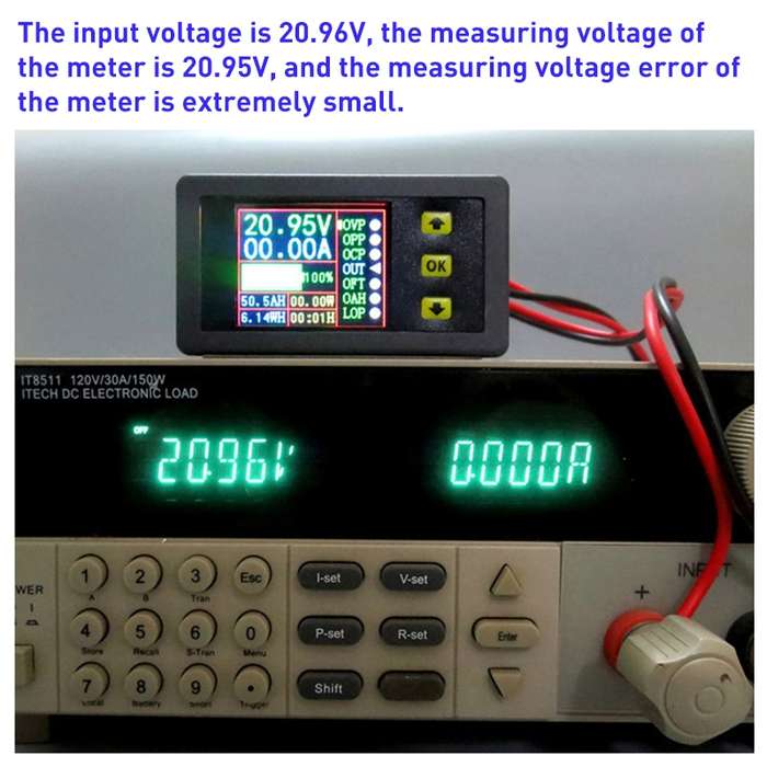 90V 20A Color Dual-Display Voltage Current Meter Charge Discharge Measurement Counter with Relay