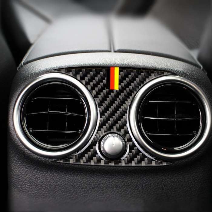 Car Carbon Fiber Rear Air Outlet Middle Decorative Sticker for Mercedes-Benz C Class W205 C180 C200