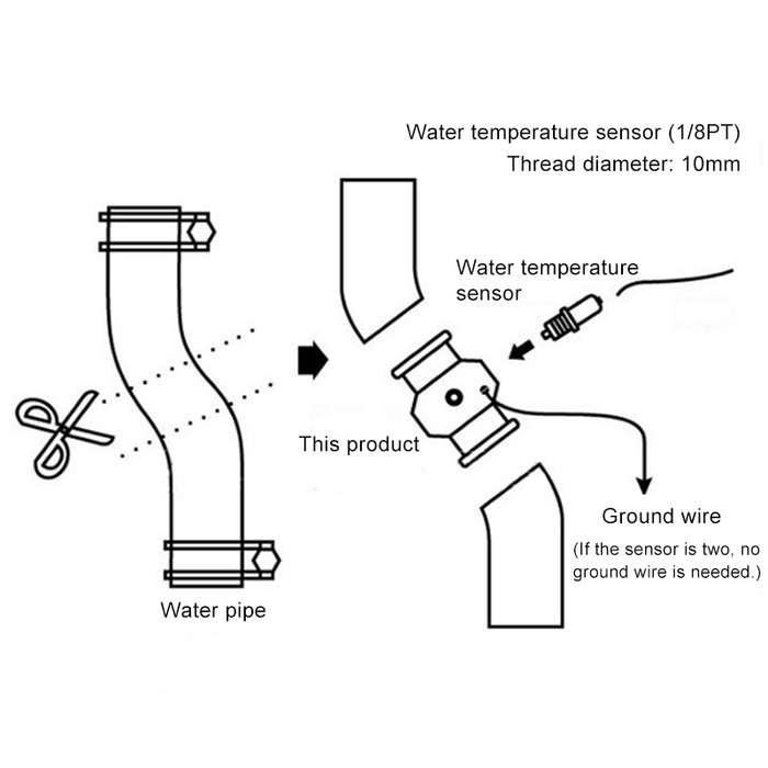 Car Water Temperature Meter Temperature Gauge Joint Pipe Radiator Sensor Adaptor Clamps, Size:30mm(B