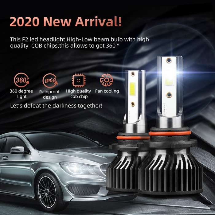 F2 9005 / HB3 / H10 2 PCS DC9-36V / 25W / 6000K / 2500LM IP68 Waterproof Car LED Headlight(Cold Whit