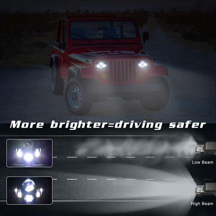 7 inch(5X7)/(7X6) H4 DC 9V-30V 3500LM 35W Car Square Shape LED Headlight Lamps for Jeep Wrangler