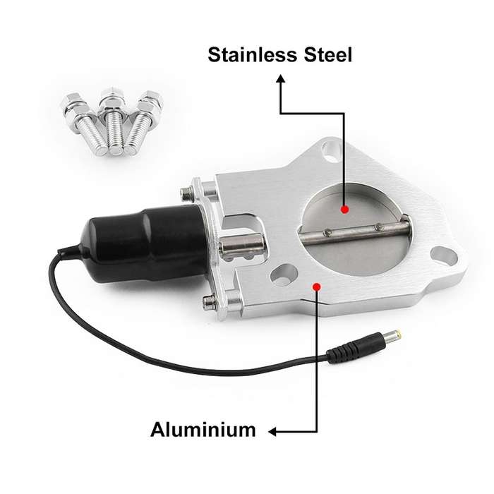 Universal Car Stainless Steel Racing Electric Exhaust Cutout Valves Control Motor, Size:2.25 inch