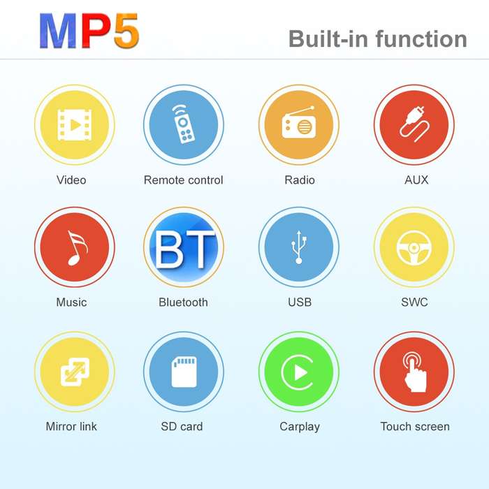 Q3366 Car 9-inch Touch HD Detachable Screen MP5 Support CarPlay / FM with Remote Controler